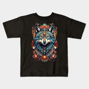 Wolf Tribal Art design Kids T-Shirt